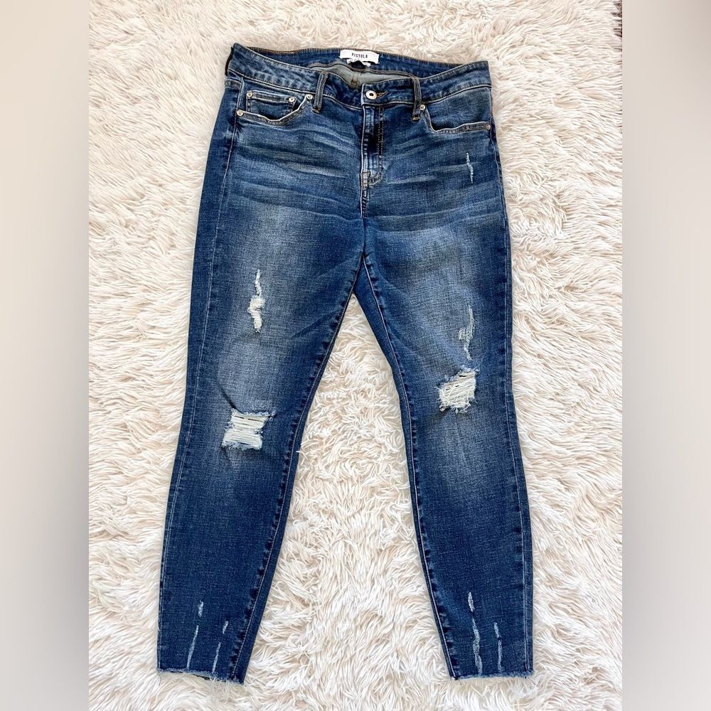 pistola distressed jeans skinny ankle length stretch size 31
